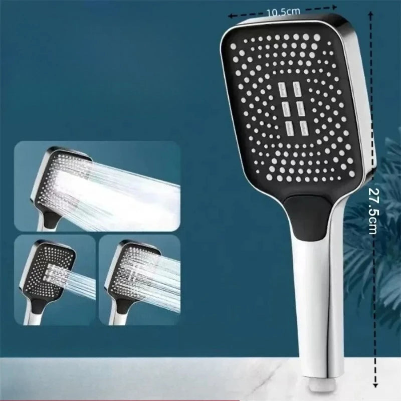 Adjustable 3-Mode High Pressure Shower Head – Water-Saving Handheld Rainfall Showerhead