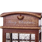 Lighted Christmas Santa Phone Booth – Water-Spinning Holiday Tabletop Decor