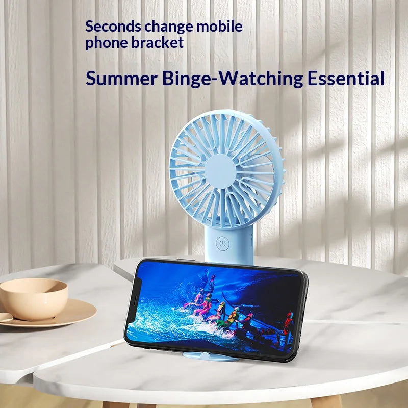 Mini Handheld Fan 3 In 1 Portable Desk Fan with Stand USB Rechargeable Small Fan for Travel Office Home