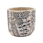 Set of 2 Cement Planters with Floral Motif – 2 Designs