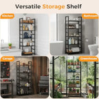 5-Tier Bookshelf, Modern Tall Bookcase, Open Storage Display Shelf for Living Room, Bedroom, Home Office, Narrow Standing Shelv