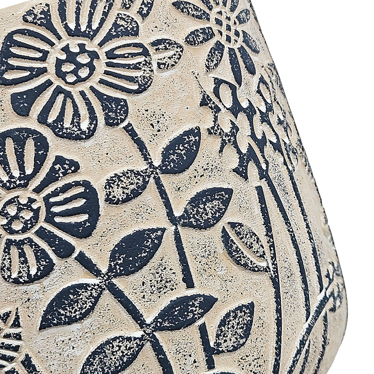 Set of 2 Cement Planters with Floral Motif – 2 Designs