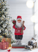 Standing Santa Christmas Figurine – 23.6" Mixed-Material Holiday Decor