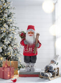Standing Santa Christmas Figurine – 23.6" Mixed-Material Holiday Decor