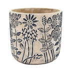 Set of 2 Cement Planters with Floral Motif – 2 Designs