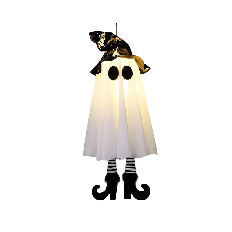 Halloween LED Light-Up Witch & Ghost Hanging Decorations – Indoor & Outdoor Yard Ornaments