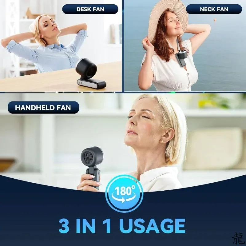 Mini High-speed Handheld Fan Usb Charging Digital Display Portable Desktop Folding Hanging Camping Violent Turbo Fan