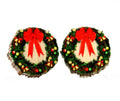 Christmas Wreath Stud Earrings – Laser-Cut Wood, Hypoallergenic, Made in USA (#3055)