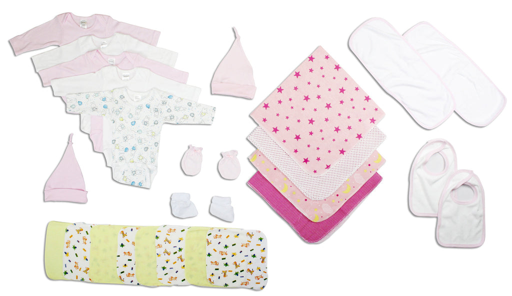 Newborn Baby Girls 17-Piece Layette Baby Shower Gift Set – 100% Cotton