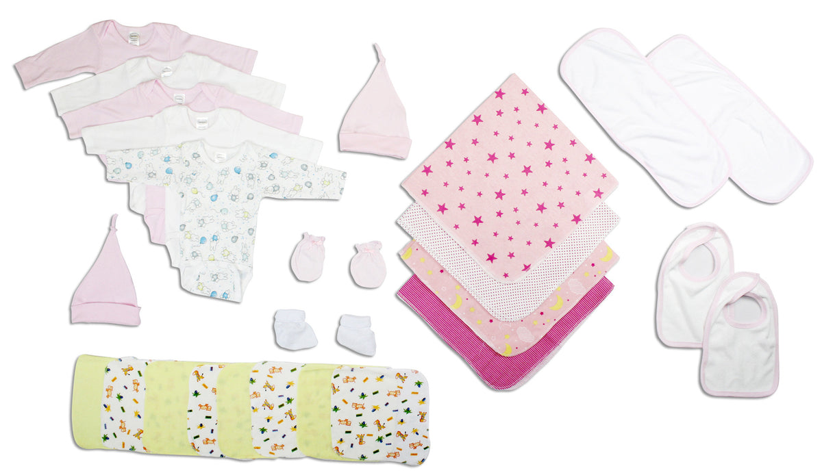 Newborn Baby Girls 17-Piece Layette Baby Shower Gift Set – 100% Cotton