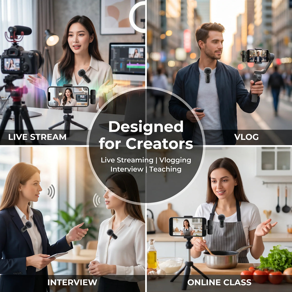 Wireless Lapel Microphone with Lightning Connector – Mini Clip-On Mic for Live Streaming & Vlogs