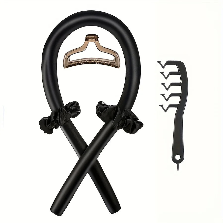 4-in-1 Heatless Curling Set – Hair Stick, Headbands, Clips & Comb | No-Heat DIY Styling Kit