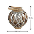 Silver Iron Cage Garden Lantern with Glass Votive Holder – 12.8" Tall