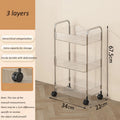 Transparent Acrylic Rolling Cart – 2/3/4 Layer Storage Trolley with Removable Hanging Baskets