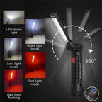 LED COB Flashlight USB Rechargeable Torch Inspection Lamp with Magnetic，Hook 360° Rotatable Light Outdoor Emergency Working Lamp