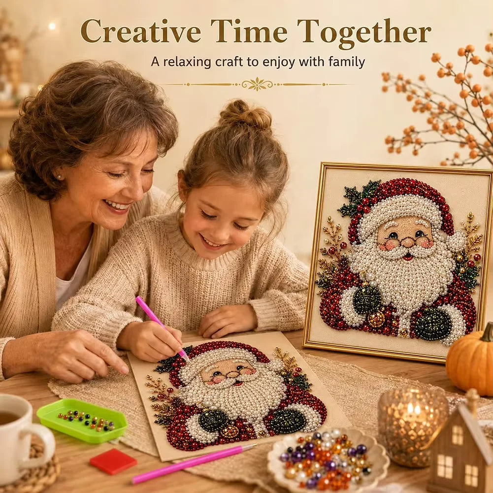 Santa Claus Pearl Diamond Painting Art Kit DIY Hand Painting Christmas Decorative Picture of Festive Atmosphere Gifts