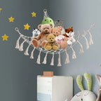 Corner Stuffed Animal Storage Hammock – Boho Macrame Toy Net for Kids Room & Nursery