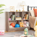 Kids Bookshelf & Toy Storage Cabinet — 35" Wide, Greige