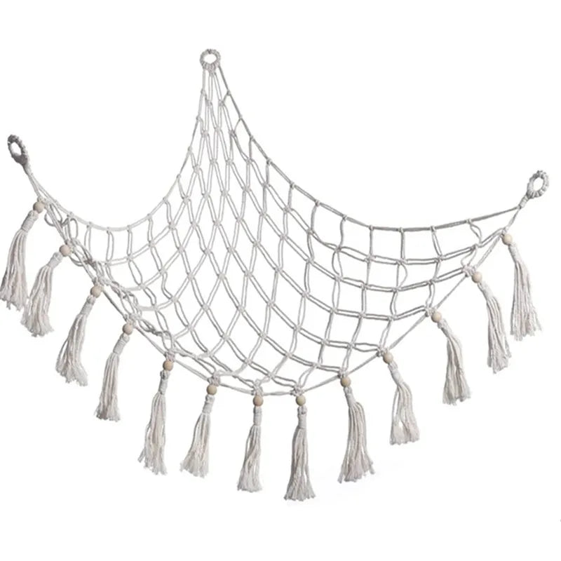 Corner Stuffed Animal Storage Hammock – Boho Macrame Toy Net for Kids Room & Nursery