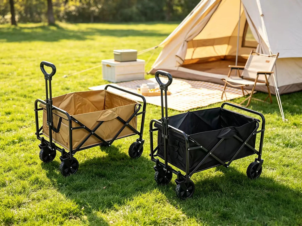 Compact Folding Camping Wagon 5 Inch Fold Flat Four Wheel Utility Cart Portable Outdoor for Beach Shopping