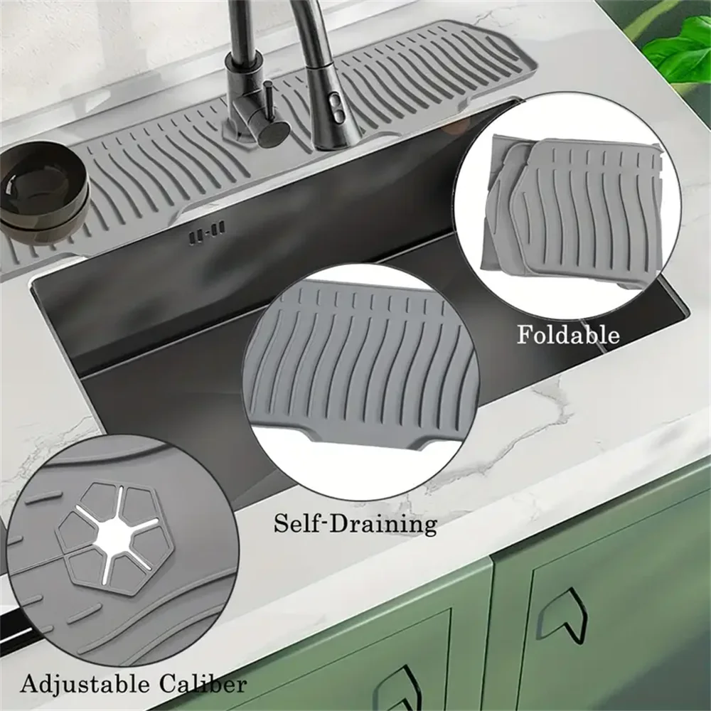 Extra Large Silicone Dish Drying Mat - Non-Slip,Foldable, Water Splash Guard,Easy Clean,Space-Saving,Kitchen Sink Splash Guard