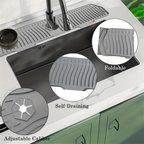 Extra Large Silicone Dish Drying Mat - Non-Slip,Foldable, Water Splash Guard,Easy Clean,Space-Saving,Kitchen Sink Splash Guard