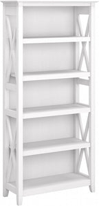 Bush Furniture Key West Tall 5-Shelf Bookcase — Modern Farmhouse