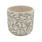 Set of 2 Cement Planters with Floral Motif – 2 Designs
