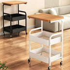 3-Tier Rolling Cart with Tabletop, Metal Tool and Snack Rack with Storage, Durable Carbon Steel Frame, Wheels for Easy Mobility