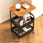3-Tier Rolling Cart with Tabletop, Metal Tool and Snack Rack with Storage, Durable Carbon Steel Frame, Wheels for Easy Mobility