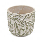Set of 2 Cement Planters with Floral Motif – 2 Designs