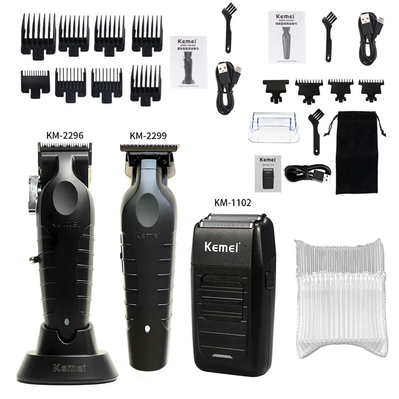 Kemei KM-2296 KM-2299 KM-1102 Hair Clipper Kit Men's Electric Shaver Hair Trimmer Machine Professional Hair Cutting Machine