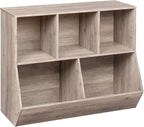 Kids Bookshelf & Toy Storage Cabinet — 35" Wide, Greige