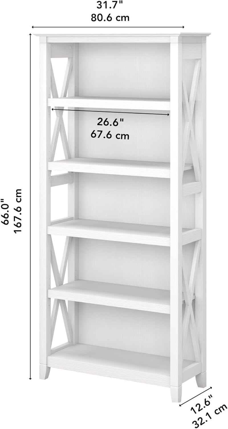 Bush Furniture Key West Tall 5-Shelf Bookcase — Modern Farmhouse