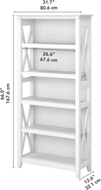 Bush Furniture Key West Tall 5-Shelf Bookcase — Modern Farmhouse