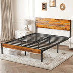 Platform Bed Frame with Wooden Headboard – No Box Spring Needed, 700 LBS Capacity