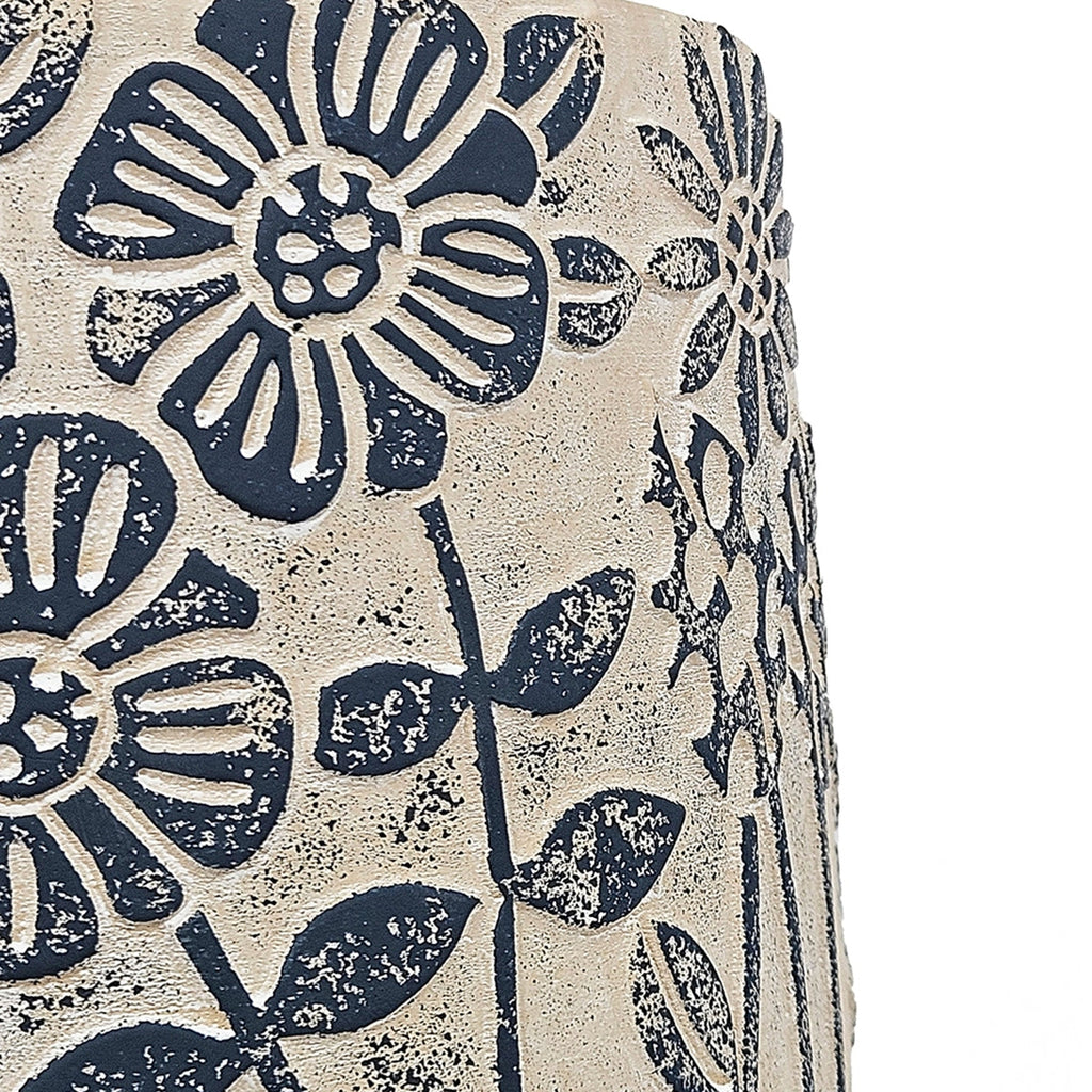 Set of 2 Cement Planters with Floral Motif – 2 Designs