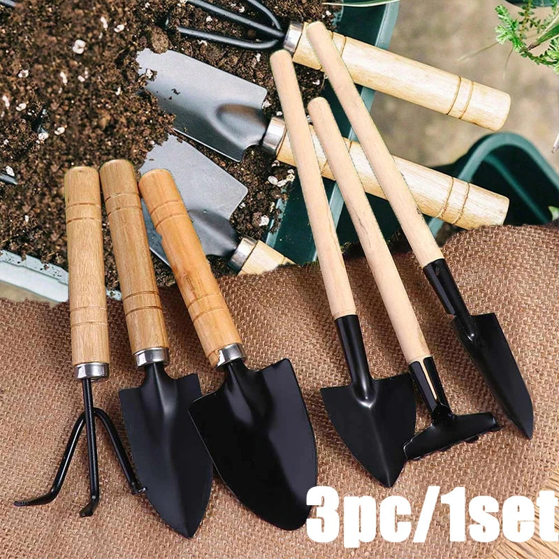 3-Piece Mini Gardening Tool Set – Shovel, Rake & Trowel