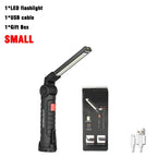 LED COB Flashlight USB Rechargeable Torch Inspection Lamp with Magnetic，Hook 360° Rotatable Light Outdoor Emergency Working Lamp