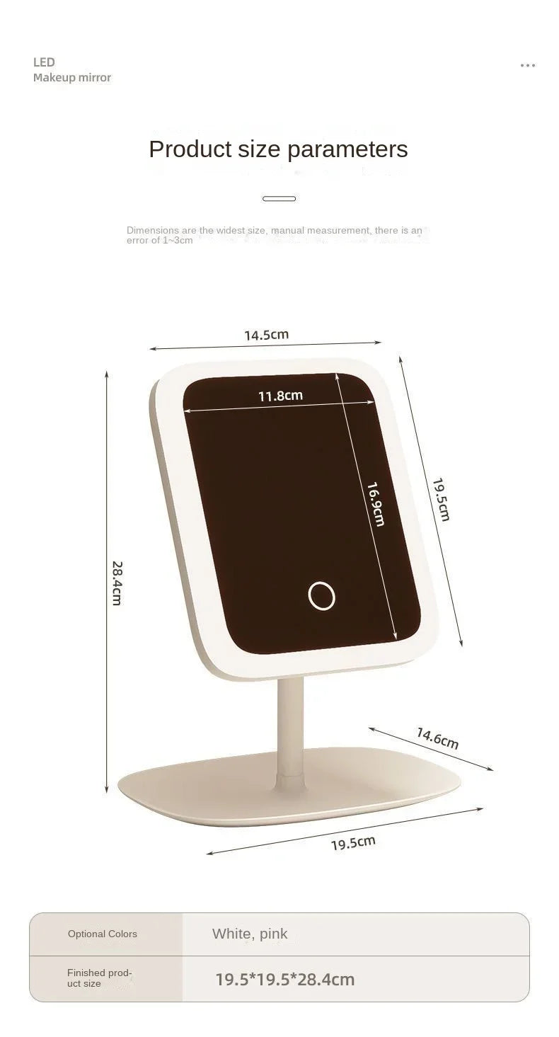 Touch Sensitive USB Rechargeable LED Vanity Mirror Multi Adjustable Lights Portable Cosmetic Mirror for Trip Home Beauty Makeup