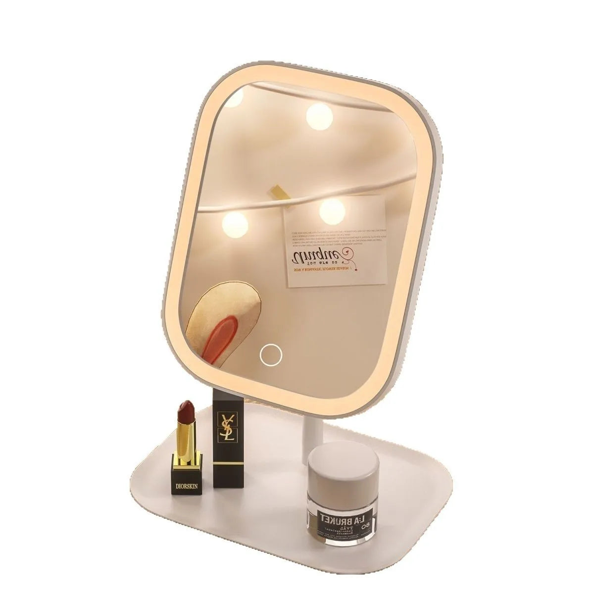 Touch Sensitive USB Rechargeable LED Vanity Mirror Multi Adjustable Lights Portable Cosmetic Mirror for Trip Home Beauty Makeup