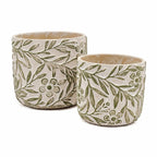 Set of 2 Cement Planters with Floral Motif – 2 Designs