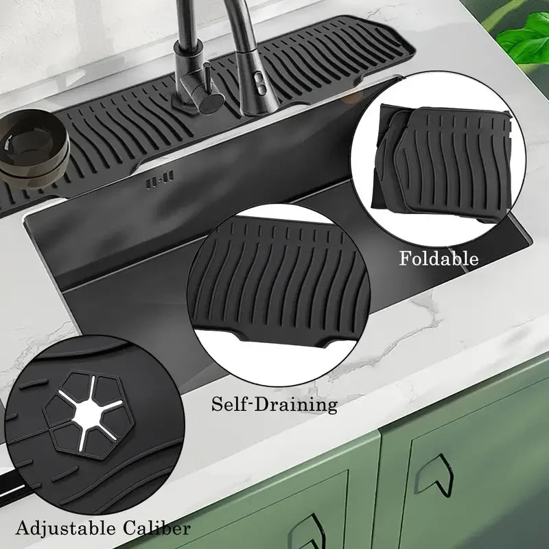 Extra Large Silicone Dish Drying Mat - Non-Slip,Foldable, Water Splash Guard,Easy Clean,Space-Saving,Kitchen Sink Splash Guard
