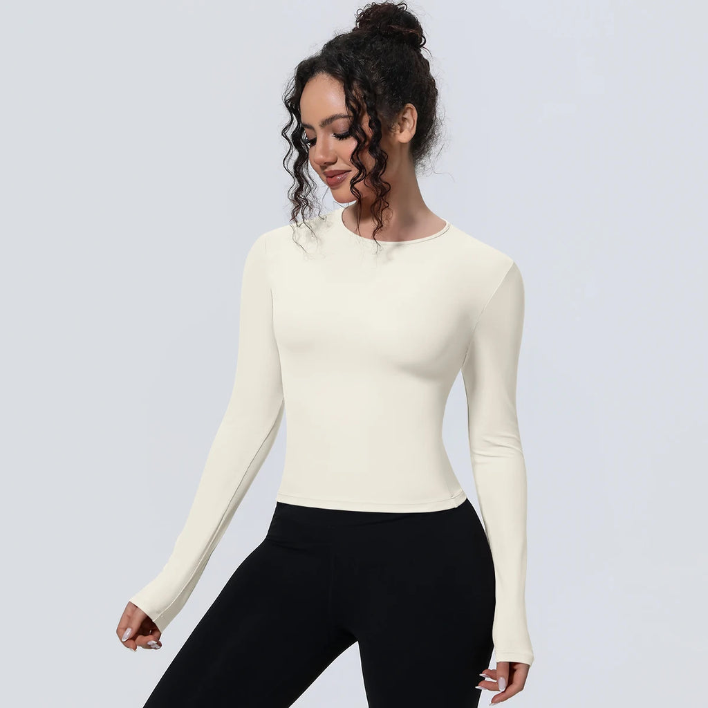 Women's Long Sleeve Yoga & Gym Top – Slim Fit Breathable Workout Shirt for Running & Fitness