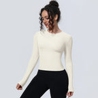 Women's Long Sleeve Yoga & Gym Top – Slim Fit Breathable Workout Shirt for Running & Fitness