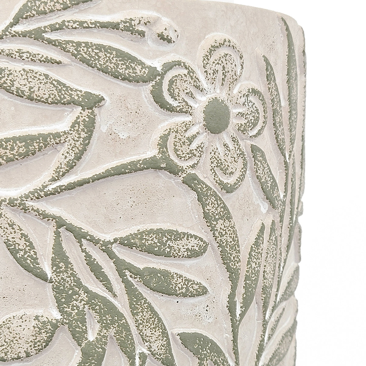 Set of 2 Cement Planters with Floral Motif – 2 Designs