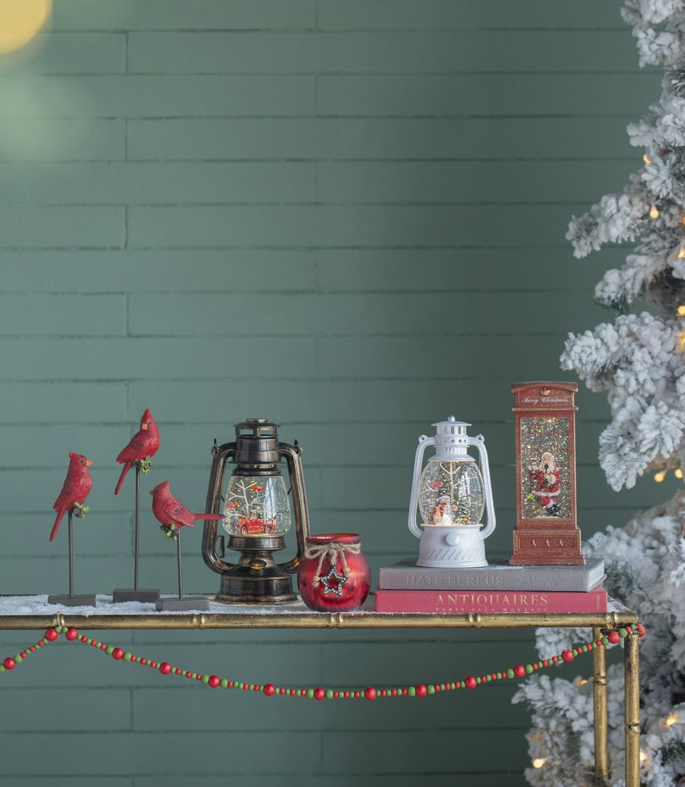 Lighted Christmas Santa Phone Booth – Water-Spinning Holiday Tabletop Decor
