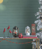 Lighted Christmas Santa Phone Booth – Water-Spinning Holiday Tabletop Decor