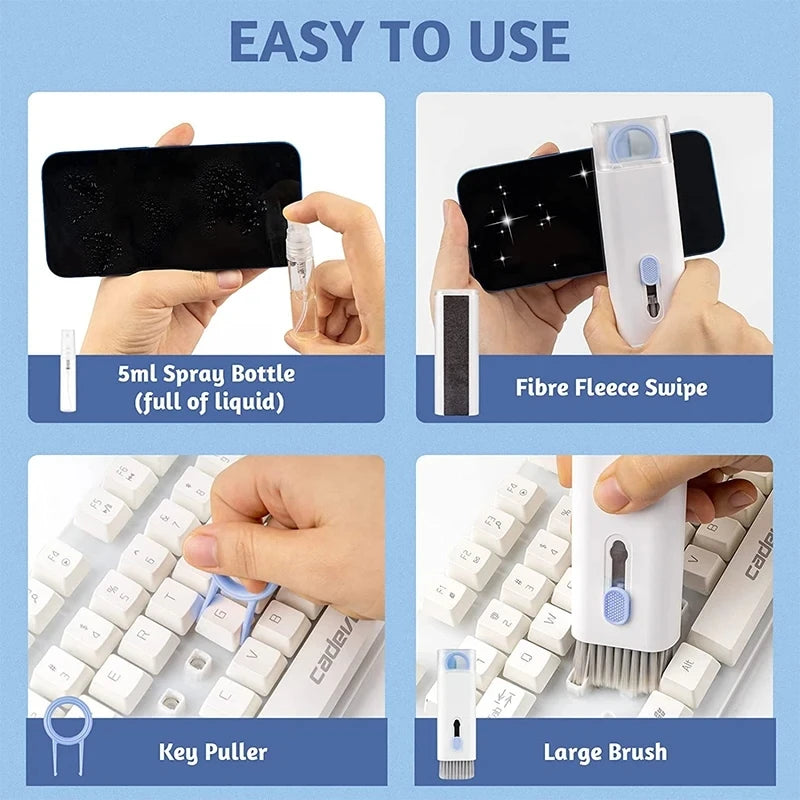 7-in-1 Keyboard & Earphone Cleaning Kit – Computer Cleaner Brush Set with Keycap Puller