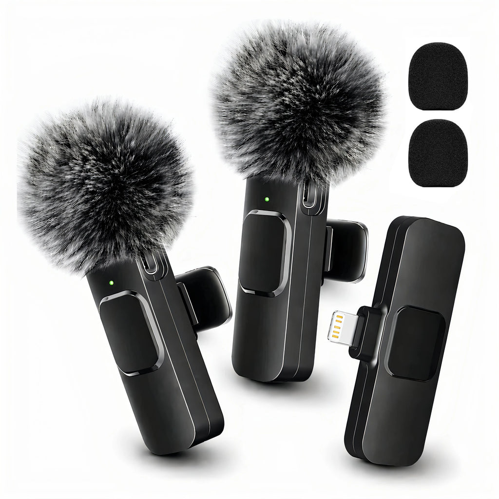 Wireless Lapel Microphone with Lightning Connector – Mini Clip-On Mic for Live Streaming & Vlogs